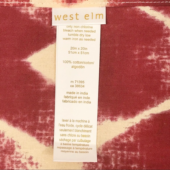 West Elm Red & Cream Ikat Cotton Napkins Set of 6 - Picture 6 of 7